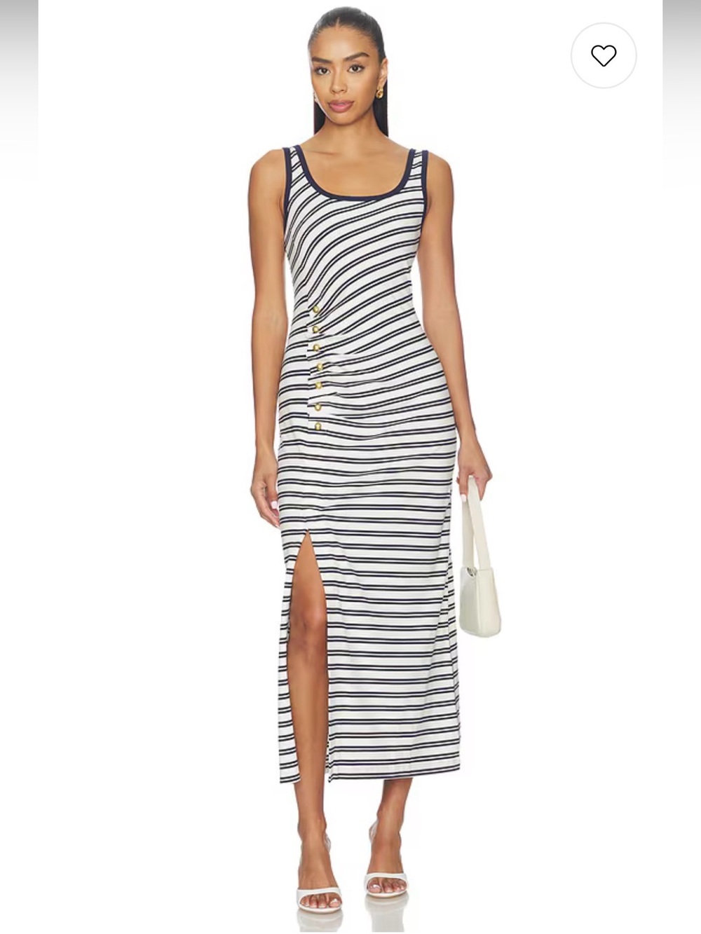 SIMKHAI Becker Cotton Jersey Midi Dress Midnight Stripe
